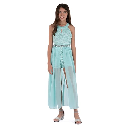 Speechless Girls' High Neck Romper Maxi Walk-Through Party Dress