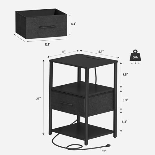 Bedside Table with Fabric Drawer