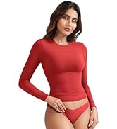 YEOREO Ease Long Sleeve Shirts for Women y2k Tops Double Lined Basic Tee Crew Neck Going Out Swee...