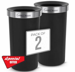 Simpli-Magic 16 Gallon (60L) Open Top Trash Can – Round Commercial Trash Can – Smudge-Resistant