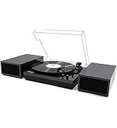 LP&No.1 Vinyl Record Player Turntable with Bluetooth Receiver & 2-Stereo Speakers, 3-Speed Portab...