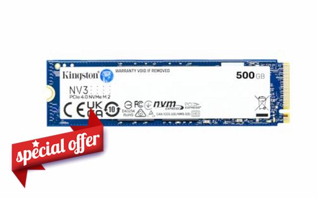 Kingston NV3 500GB M.2 2280 NVMe SSD | PCIe 4.0 Gen 4x4 | Up to 5000 MB/s | SNV3S/500G