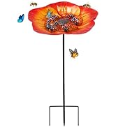 Yiabivo Deck Mounted Bird Bath,Solar Railing Bird Bath Fountains for Hummingbirds,Adjustable Meta...