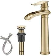 BWE Vessel Sink Faucet Waterfall Matte Black Bathroom Faucets Single Hole Single Handle Bathroom ...