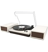 LP&No.1 Bluetooth Record Player with Stereo Bookshelf Speakers, Vintage 3-Speed Belt Drive Turnta...