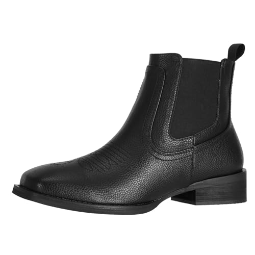 J's.o.l.e Cowboy Boots for Men Western Square Toe Ankle Chelsea Boots