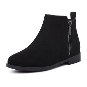 Harvest Land Girl Boots Kids Ankle Boots Warm Side Zipper Low Heel Short Booties Winter Anti-Slip Outdoor Shoes for Little Kids/Big Kids