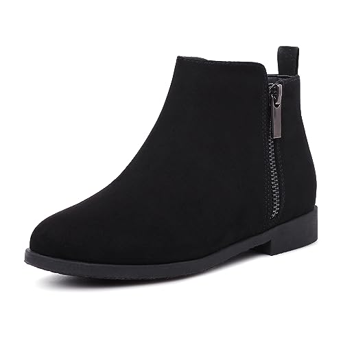 Harvest Land Girl Boots Kids Ankle Boots Warm Side Zipper Low Heel Short Booties Winter Anti-Slip Outdoor Shoes for Little Kids/Big Kids