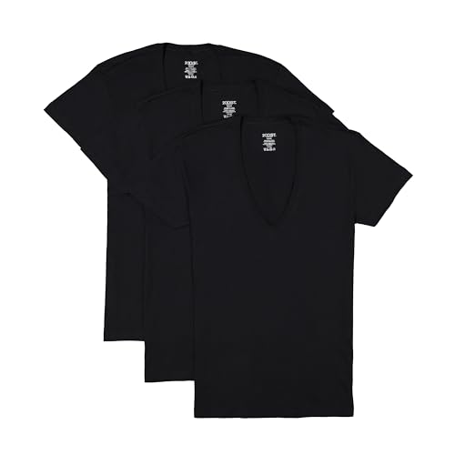 2(X) IST Men's Essential Cotton Slim Fit Deep V-Neck T-Shirt 3-Pack