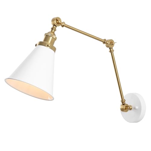 Farmhouse Swing Arm Wall Lamp with Metal Shade