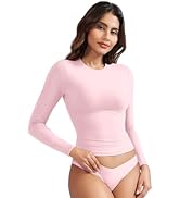 YEOREO Ease Long Sleeve Shirts for Women y2k Tops Double Lined Basic Tee Crew Neck Going Out Swee...