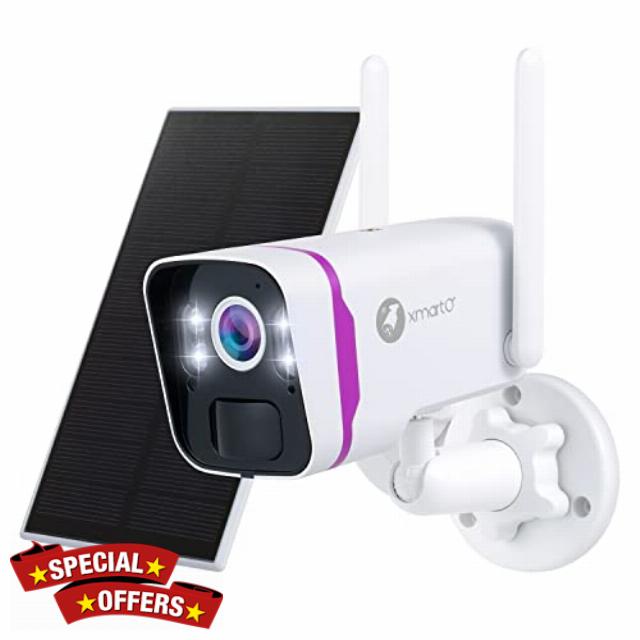 xmartO WiFi 6 Wire-Free Solar Home Security Camera System Wireless