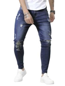 HUNGSON Skinny Jeans for Men Stretch Slim Fit Ripped Distressed