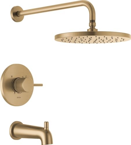 Rainfall Brushed Gold Shower Head and Handle Set