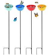 Bee Watering Station with Vivid Flower Design, Bee Cups for Garden with 30 Colorful Glass Marbles...