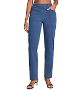 IUGA Wide Leg Jeans Woman Stretchy Pull On Baggy Jeans High Waisted Trendy Womens Jeans Straight ...