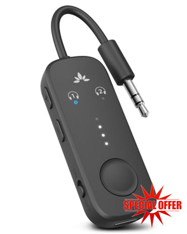 Avantree Relay – Airplane Bluetooth Adapter for 2 AirPods or Headphones | Qualcomm Chipset