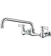 BWE Kitchen Faucet Wall Mount with 10 Inch Swivel Spout 8" Center Commercial Sink 2-Handle Faucet...