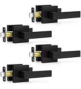 Plustool 5 Pack Matte Black Door Handles, Keyless Interior Door Knobs, Privacy Door Lever Lockset...