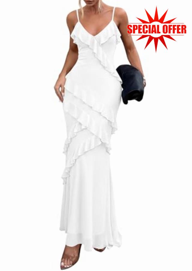PRETTYGARDEN Women 2026 Wedding Guest Cocktail Maxi Dress Spaghetti Strap Sleeveless V Neck Bodycon Mesh Party Summer Outfits