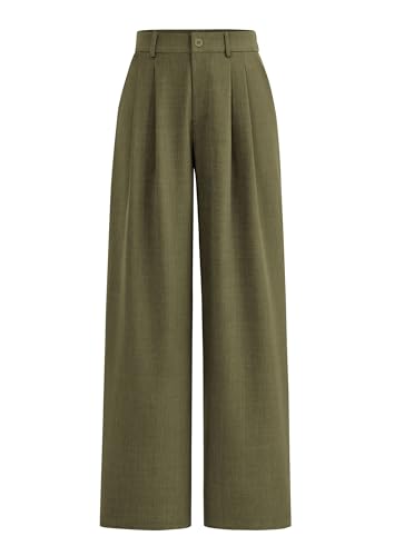 PRETTYGARDEN Women's Summer Elastic High Waisted Work Pants Straight Leg Dressy Business Casual Trousers Slacks Pockets