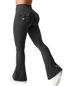 YEOREO CoreFlex Flare Leggings with Pockets for Women Scrunch Workout Leggings Butt Lifting Gym Yoga Pants