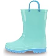 EUXTERPA Toddler Kids Rain Boots for Girls Boys Waterproof Solid Color Rain Shoes with Easy On Ha...