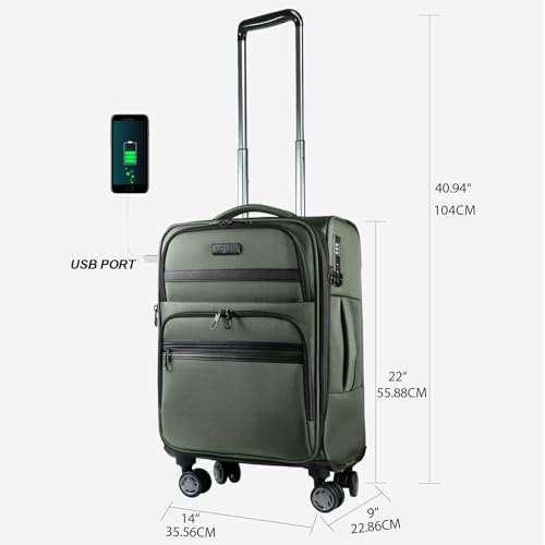 Durable Suitcase Rolling Luggage with USB Port