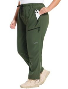 baleaf Plus Size Hiking Pants for Women Lightweight Quick Dry Cargo Joggers Water Resistant with 4 Zipper Pockets UPF 50+