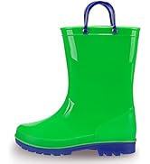 EUXTERPA Toddler Kids Rain Boots for Girls Boys Waterproof Solid Color Rain Shoes with Easy On Ha...