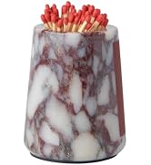 Luxury Natural Marble Match Holder with Striker –Large 3.3" x 2.9" Calacatta Viola Stone Decorati...