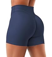 YEOREO SoftHue Women Workout Yoga Shorts 4.5" No Front Seam Hidden Scrunch Almiy High Rise Butter...