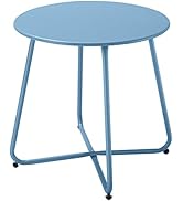 juserox Outdoor Table Small Patio Side Table Waterproof Round Metal Side Table Weather Resistant ...