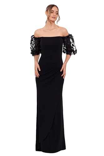 Xscape Women's Illusion Sleeve Off the Shoulder Long Dress (Reg