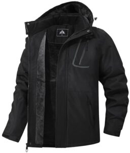 Men's Mountain Winter Coat Warm Fleece Ski Snow Jacket Waterproof Raincoat with Hood