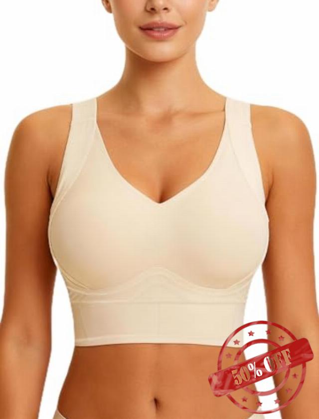 Soft Intention Wireless Jelly Bra Plus Size Back Fat Smoothing T-Shirt Bra Full Coverage Seamless Corsets Bra for Wome