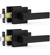 Plustool 10 Pack Matte Black Door Handles, Keyless Interior Door Knobs, Privacy Door Lever Lockse...