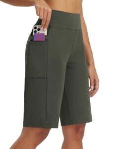 baleaf Women's Bermuda Shorts 12" Long Knee Length Running Athletic High Waist Zipper Pocket Quick Dry Loose Fi