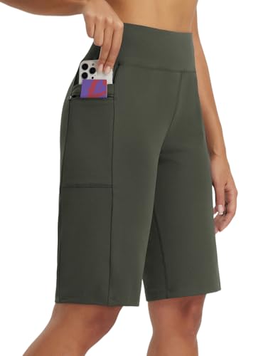 baleaf Women's Bermuda Shorts 12" Long Knee Length Running Athletic High Waist Zipper Pocket Quick Dry Loose Fi