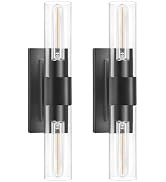 ZSMAIKU 19" Black and Gold Wall Sconces Set of Two,Modern Bathroom Light Fixtures,2-Light Vanity ...