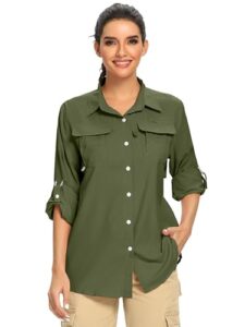 Jessie Kidden Womens Safari Shirts Sun Protection Sun Clothes for Women Quick Dry Fishing Hiking Shirts