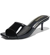 LULLASONG Women's Kitten Heels Sandals Low Heels Slip On Slides 2 Inch Heeled Square Open Toe San...
