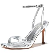 LULLASONG Women's Heels Strappy Ankle Strap High Heels 3.5 Inch Heeled Square Open Toe Sandals fo...