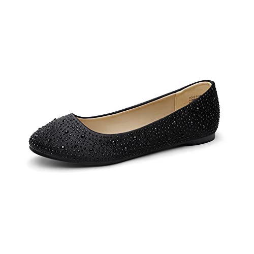 DREAM PAIRS Women's Sole-Shine Rhinestone Ballet Flats Shoes