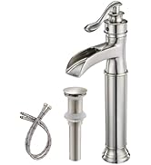BWE Waterfall Spout Oil Rubbed Bronze Bathroom Faucet Single Handle One Hole Vessel Sink Faucet O...