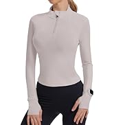 IECCP Workout Tops for Women Long Sleeve Quarter Zip Pullover Quick Dry Golf Shirt Athletic Slim ...