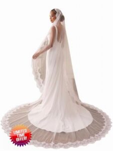 Mantilla Wedding Veil Cathedral Bridal Veil French Soft Lace Edge with Comb for Brides