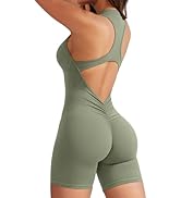 YEOREO CoreFlex Jumpsuits for Women Zip Up Workout Backless One Piece Tummy Control Sleeveless Em...