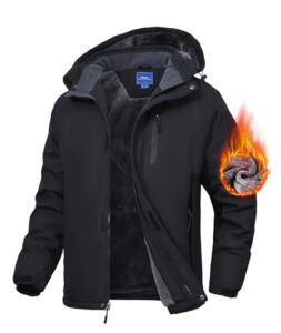 Zoofly Men's Mountain Ski Jacket Waterproof Fleece Liner Snow Coat Warm Winter Windproof Hooded Raincoa