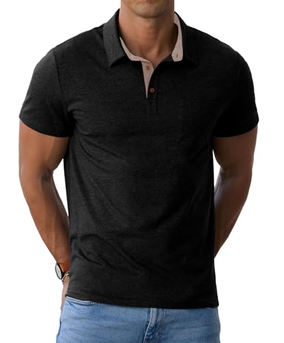 Sailwind Men's Cotton Polo Shirts Short Sleeve Casual Summer Shirts Classic Collared Golf Shirt with Pocke